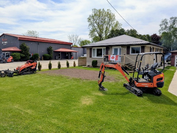 Front yard stump removal, regrade & seed prep.